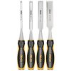 Four INGCO wood chisels with black handles