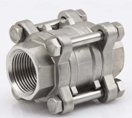 Stainless steel three-piece threaded ball valve