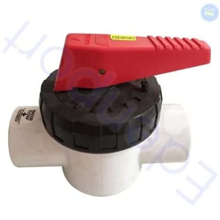 PVC ball valve with red lever handle