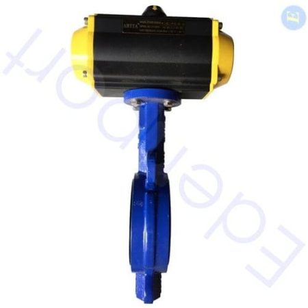 Industrial blue valve with pneumatic actuator