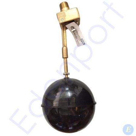 Brass float valve with black spherical float