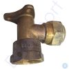 Brass angled plumbing valve with threaded connector