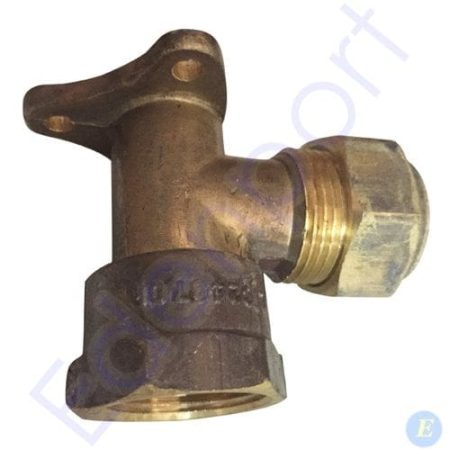 Brass angled plumbing valve with threaded connector
