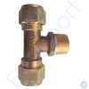 Brass threaded T-shaped pipe fitting connector