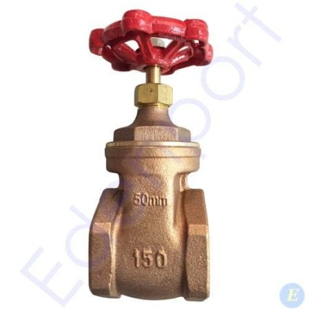 Brass gate valve with red handwheel