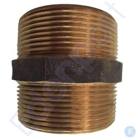 Brass threaded pipe nipple with hex fitting