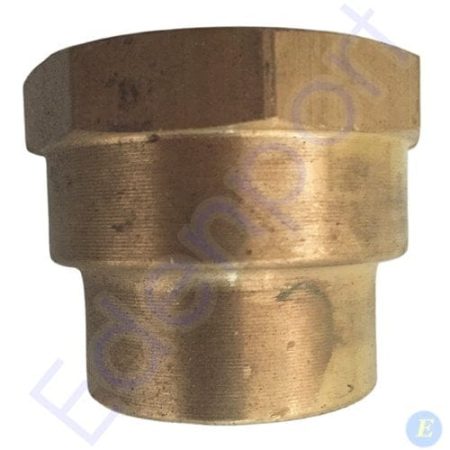 Brass stepped pipe fitting on white background