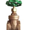 Brass gate valve with green handwheel