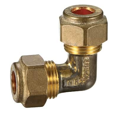 Brass elbow compression fitting for plumbing