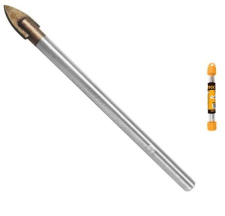 Glass drill bit with carbide spear tip