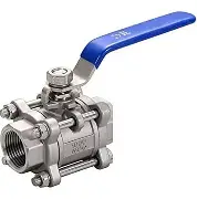 Stainless steel ball valve with blue handle
