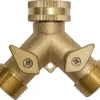 Brass Y-shaped garden hose splitter connector