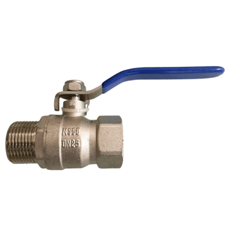 Brass ball valve with blue lever handle