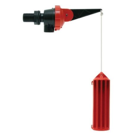 Industrial float level switch with hanging red float
