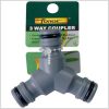 Forge three-way garden hose coupler connector