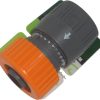 Orange and grey garden hose connector fitting