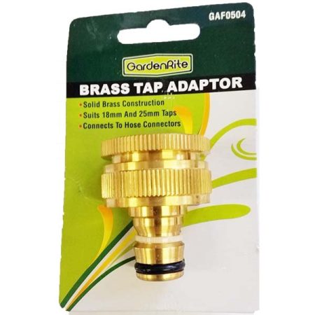 GardenRite brass tap adaptor in retail packaging