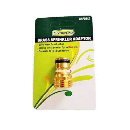 GardenRite brass sprinkler adaptor in retail packaging