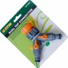 Dual tap connector garden hose fitting on packaging