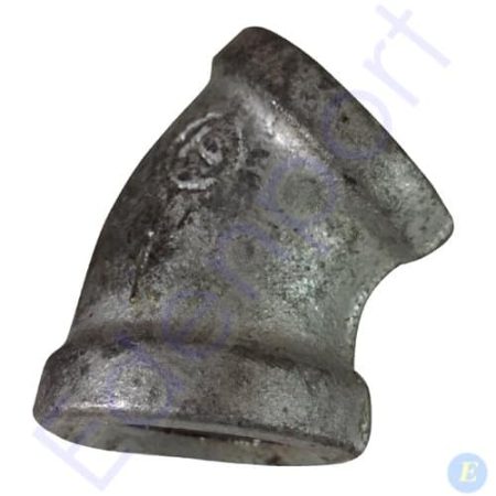 Galvanised steel 45-degree pipe elbow fitting
