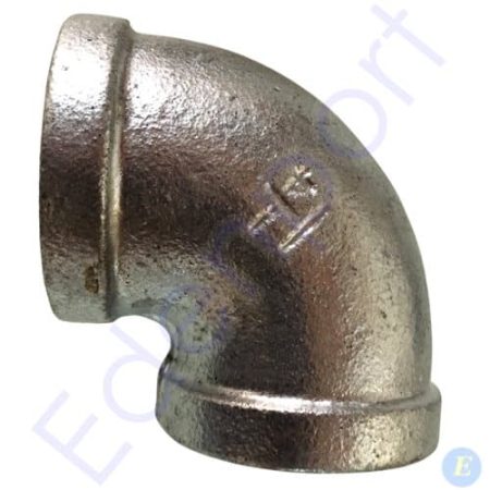 Galvanised steel 90-degree pipe elbow fitting