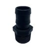 Black plastic hose barb threaded fitting