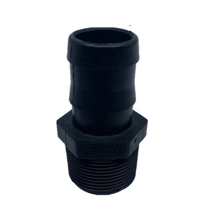 Black plastic hose barb threaded fitting