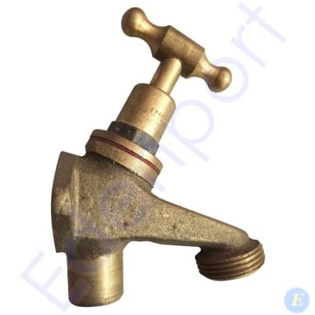 Brass outdoor tap isolated on white background