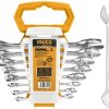 INGCO double open-end spanner set with holder