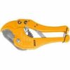 Yellow PVC pipe cutter on white background