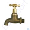 Brass outdoor garden tap isolated on white background