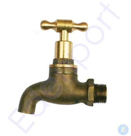 Brass outdoor garden tap isolated on white background