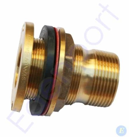 Brass threaded bulkhead fitting with rubber gasket