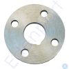 Round metal flange with central and bolt holes
