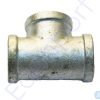 Galvanised metal pipe tee fitting on white background