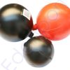 Three connected marine buoys on white background