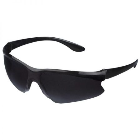 Black wraparound sunglasses with dark tinted lenses