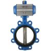 Industrial blue butterfly valve with pneumatic actuator