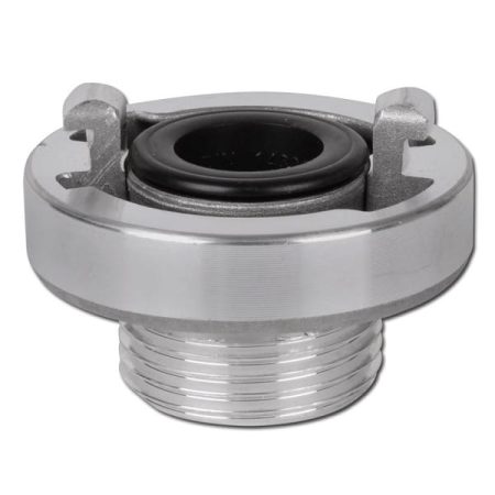 Metal threaded fitting with rubber seal insert