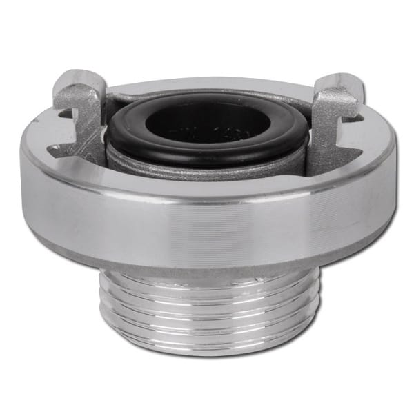Metal threaded fitting with rubber seal insert