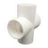White PVC plumbing junction fitting