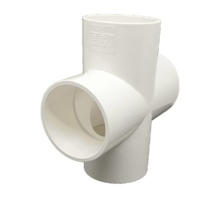 White PVC plumbing junction fitting