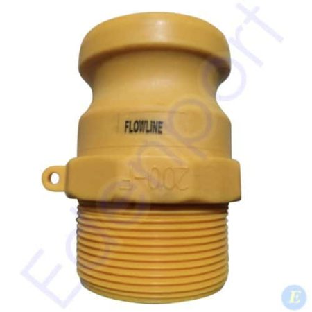 Yellow plastic threaded flowline pipe fitting