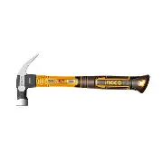 Claw hammer with yellow and black handle