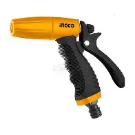 Yellow and black garden hose spray nozzle