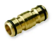 Brass hose connector with black O-rings