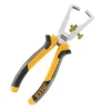Yellow and black combination pliers on white