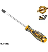 Ingco flathead screwdriver with yellow and black handle