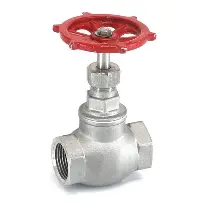 Metal gate valve with red wheel handle