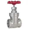 Metal gate valve with red handle